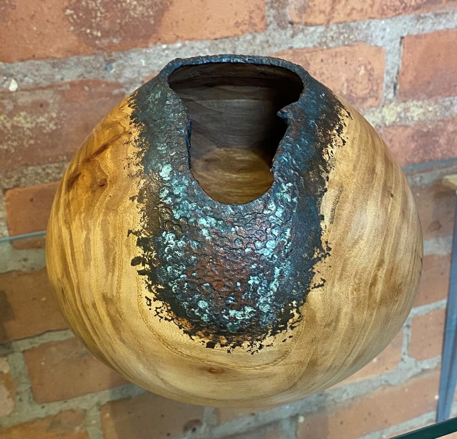 HBT Elm Wood Hollow Vessel W/Patina Opening