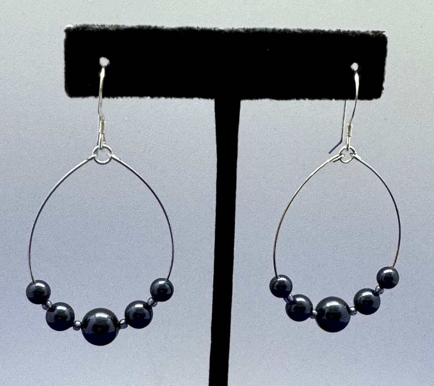 CA Jewelry Earring Hoop Night Blue Swarovski Pearls