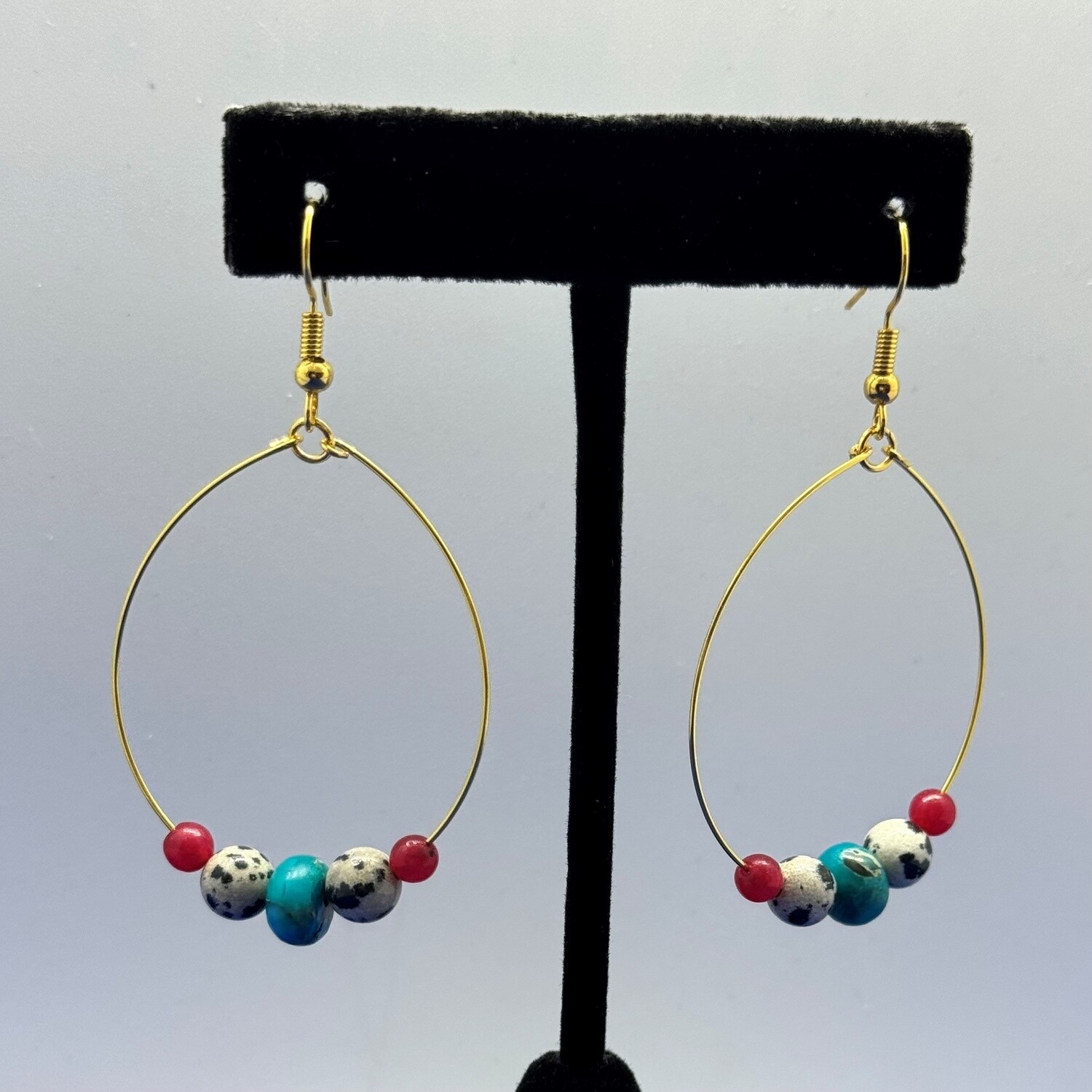 CA Jewelry Earring Hoop Dalmation Jasper and Quartzite