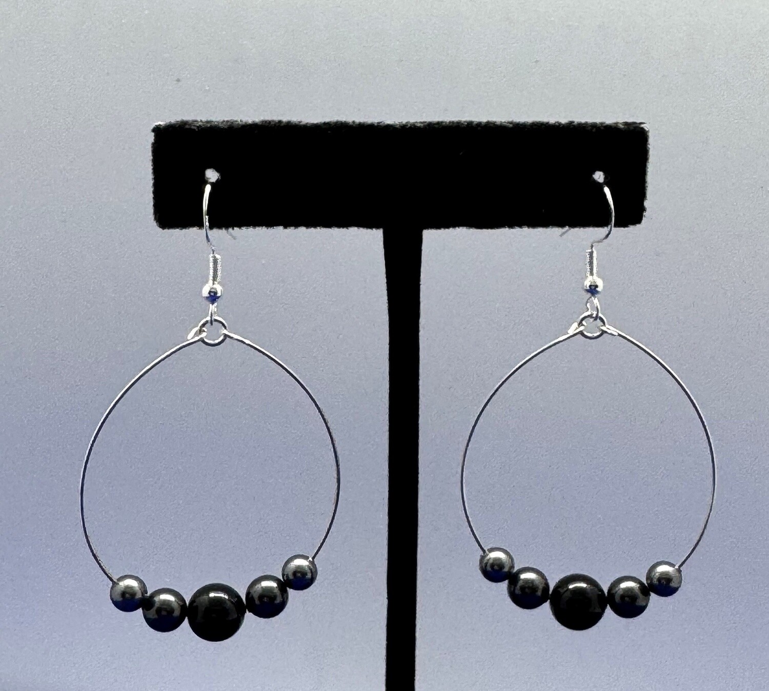 CA Jewelry Earring Hoop Swarovski Dk Gray and Black Pearls