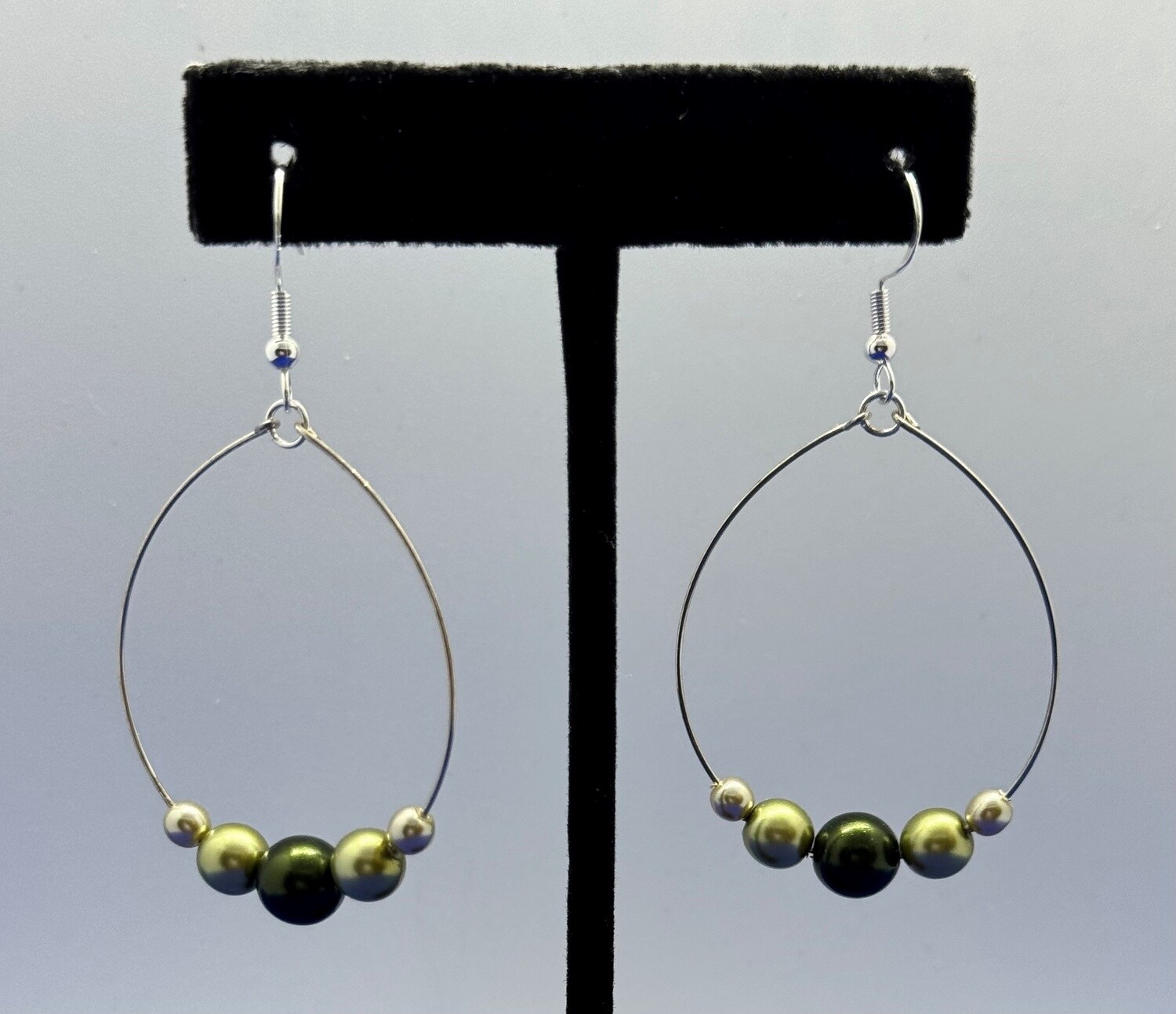 CA Jewelry Earring Hoop Green Swarovski Pearls