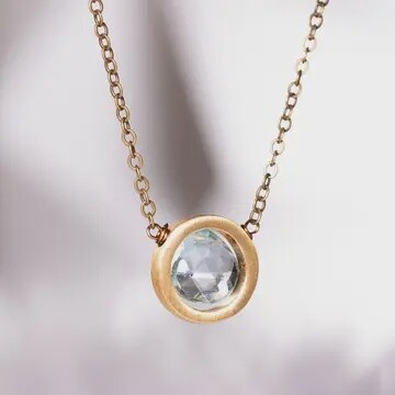 Edgy Petal Necklace Blue Topaz in Brushed Circle