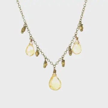 Edgy Petal Necklace Delicate Yellow Citrine