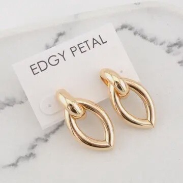 Edgy Petal Earrings Thick Gold Eyelet Post