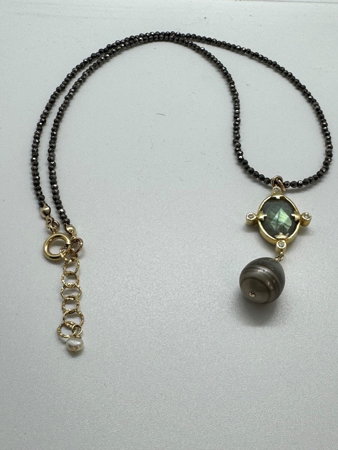 Robb Necklace Pyrite w/Labradorite and Tahitian Pearl