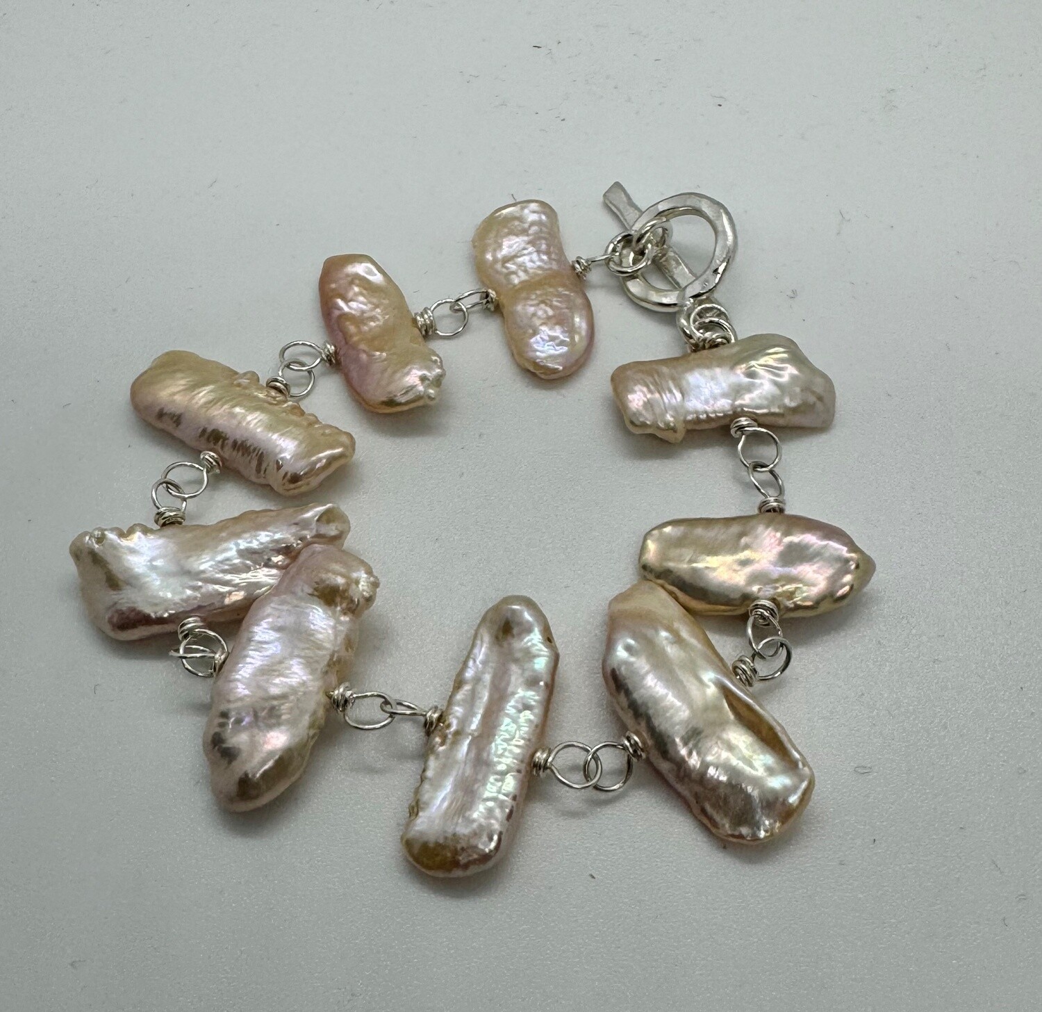 Robb Bracelet Rosary Style Elongated Keshi Pearls