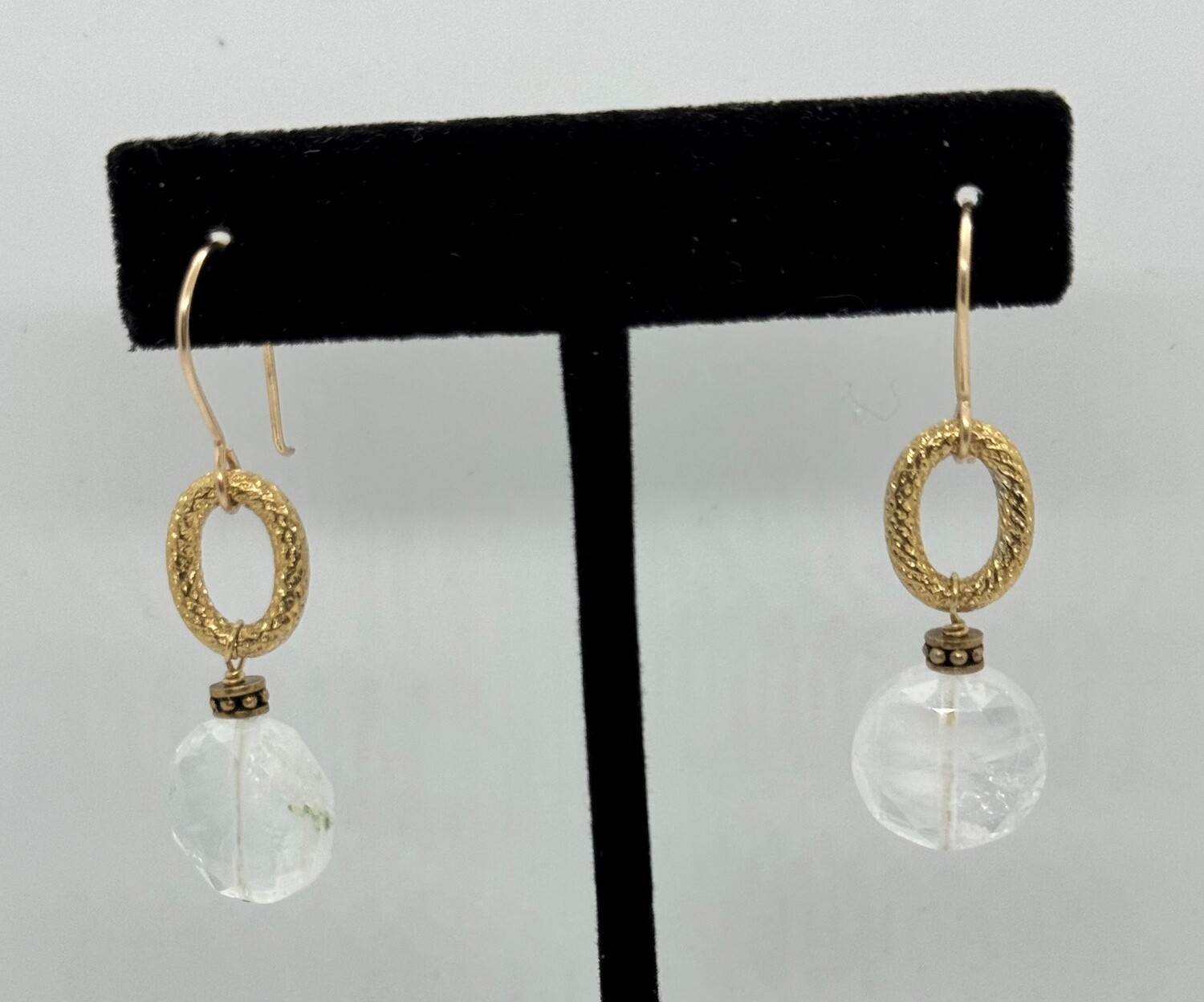 Robb Earrings Quartz on Gold Ovals
