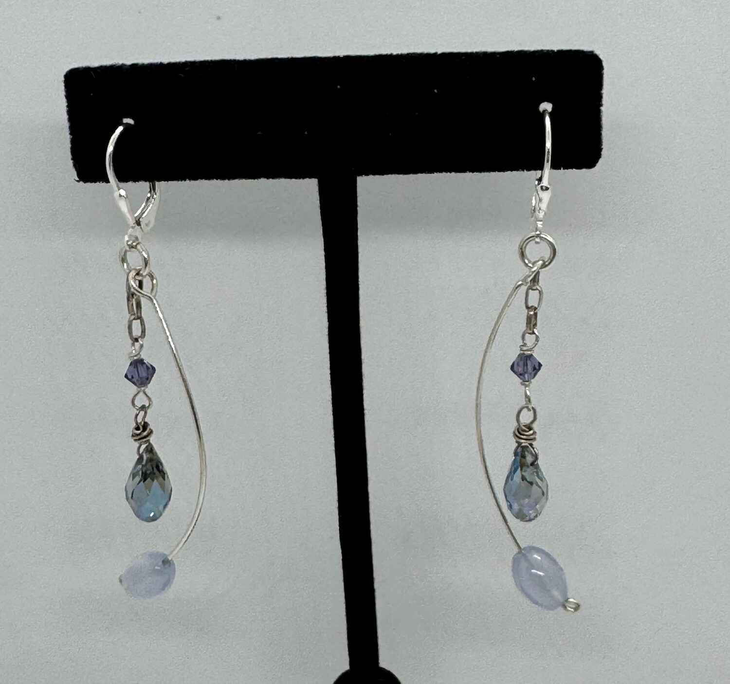Robb Earrings Crystal and Chalcedony
