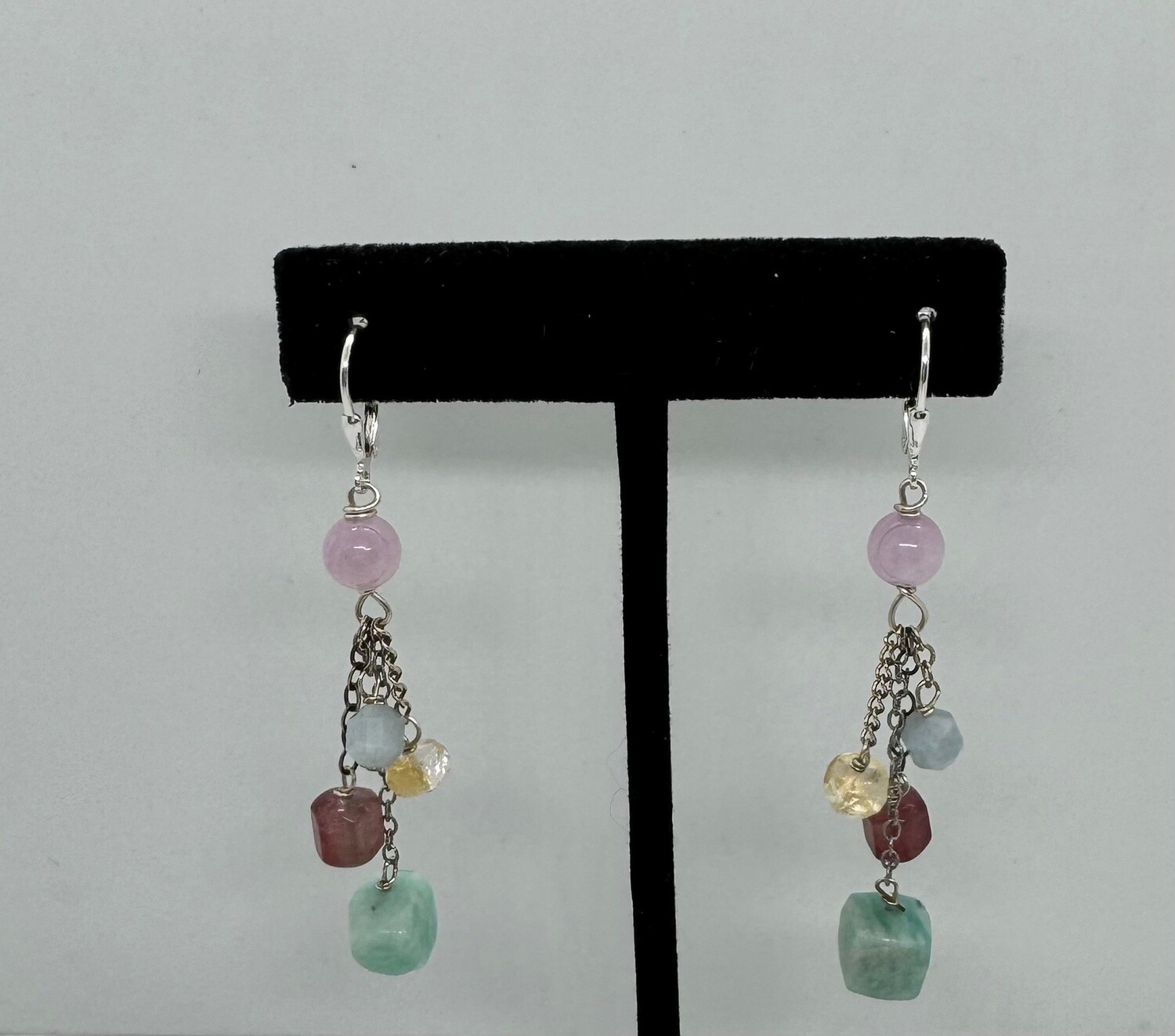 Robb Earrings Pink Tourmaline, Aquamarine, Citrine, Kunzite