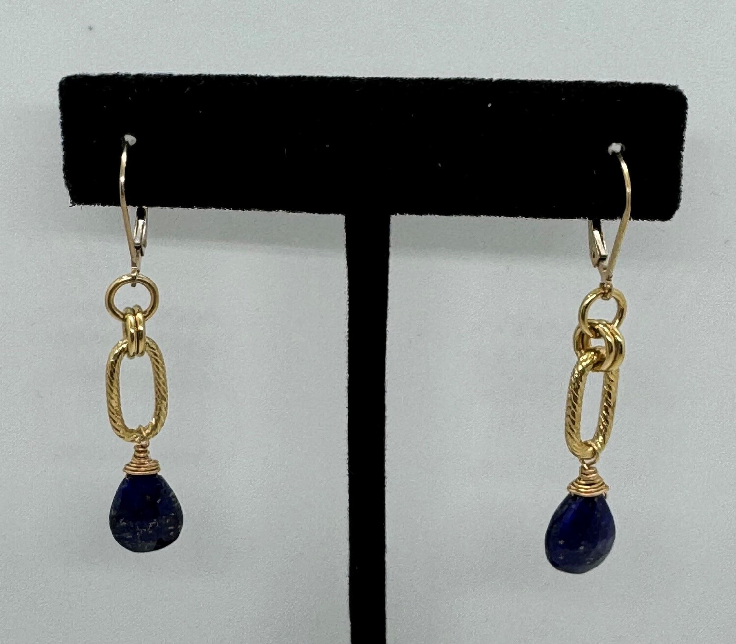 Robb Earrings Lapis on Gold Ovals