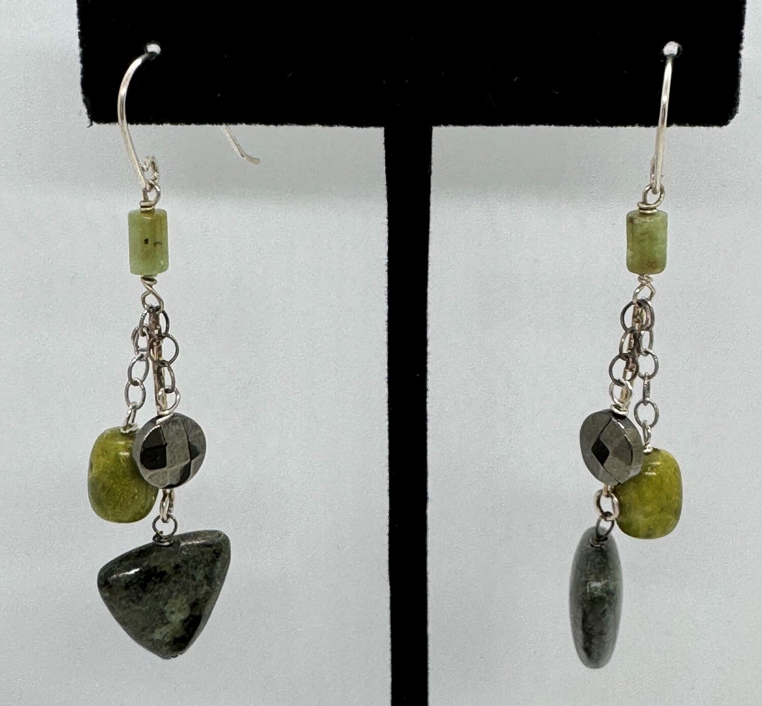 Robb Earrings African Turquoise , Angelite and Pyrite