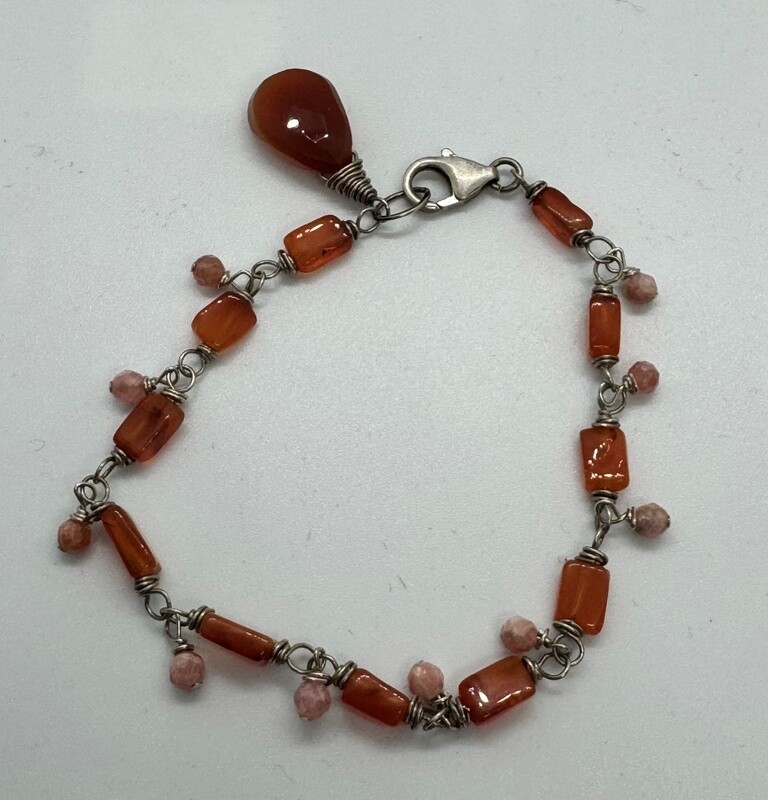 Robb Bracelet Carnelian w/Rhodochrosite Jangles