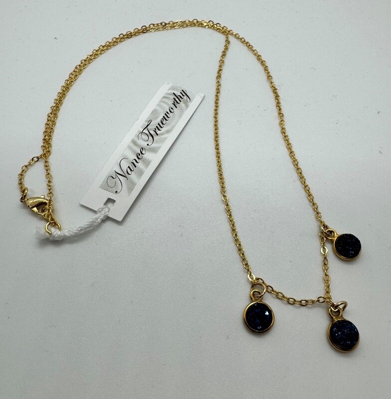 Trueworthy Necklace Triple Druzy Gold
