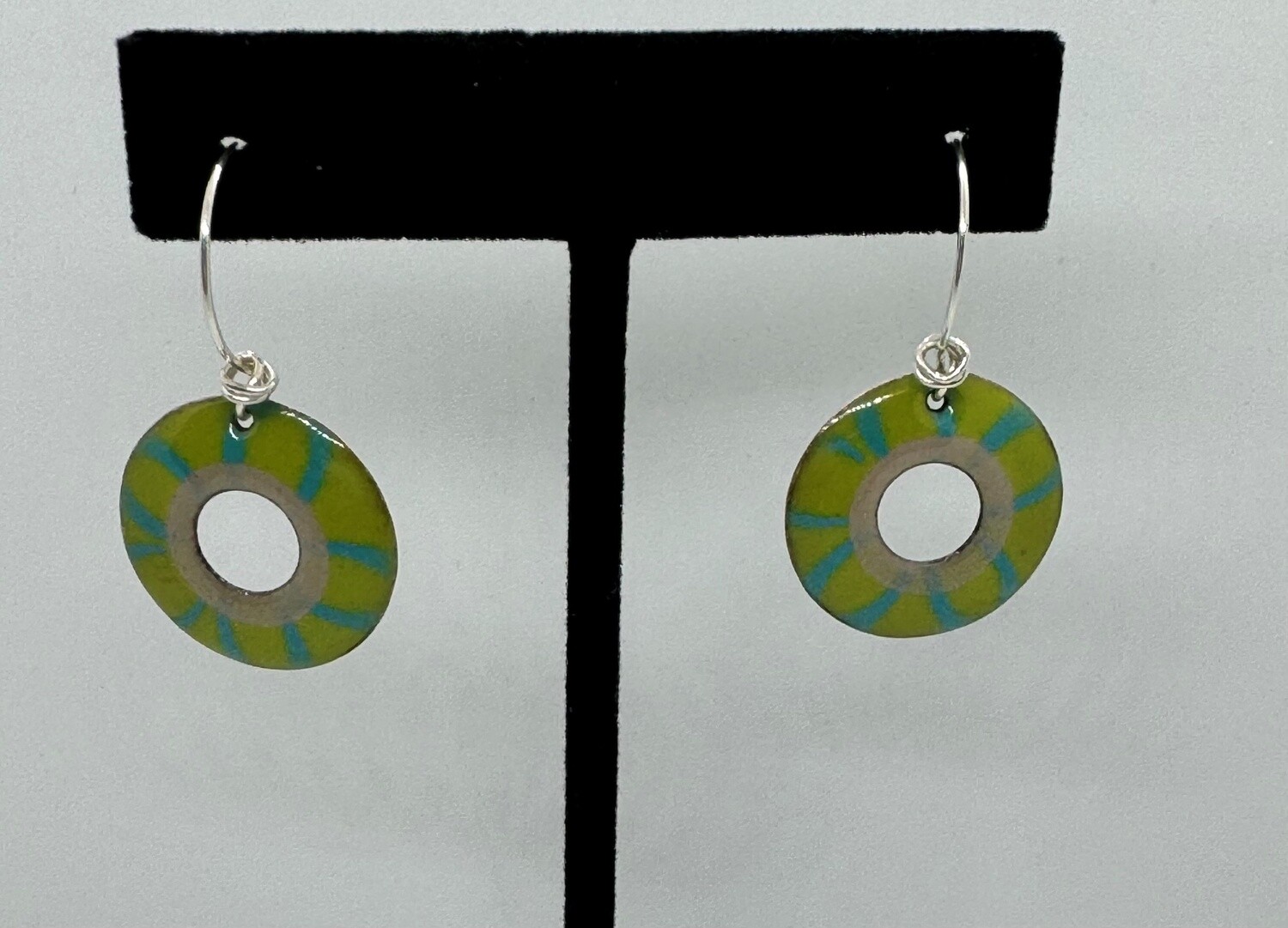DiCesare Ear Green/Teal Open Circle w/ Tan Inner Circle