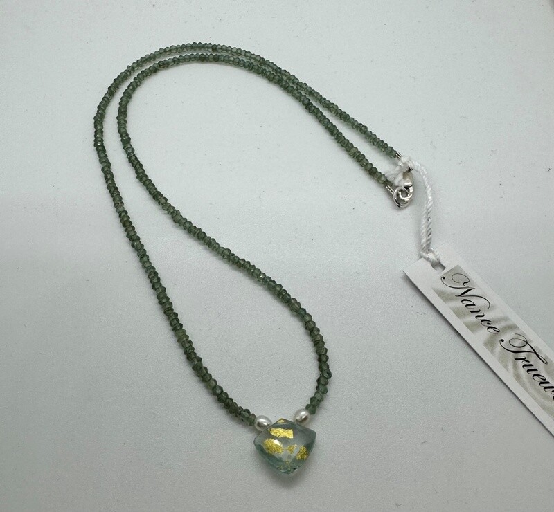 Trueworthy Necklace Green Apatite, Topaz w/Gold Findings