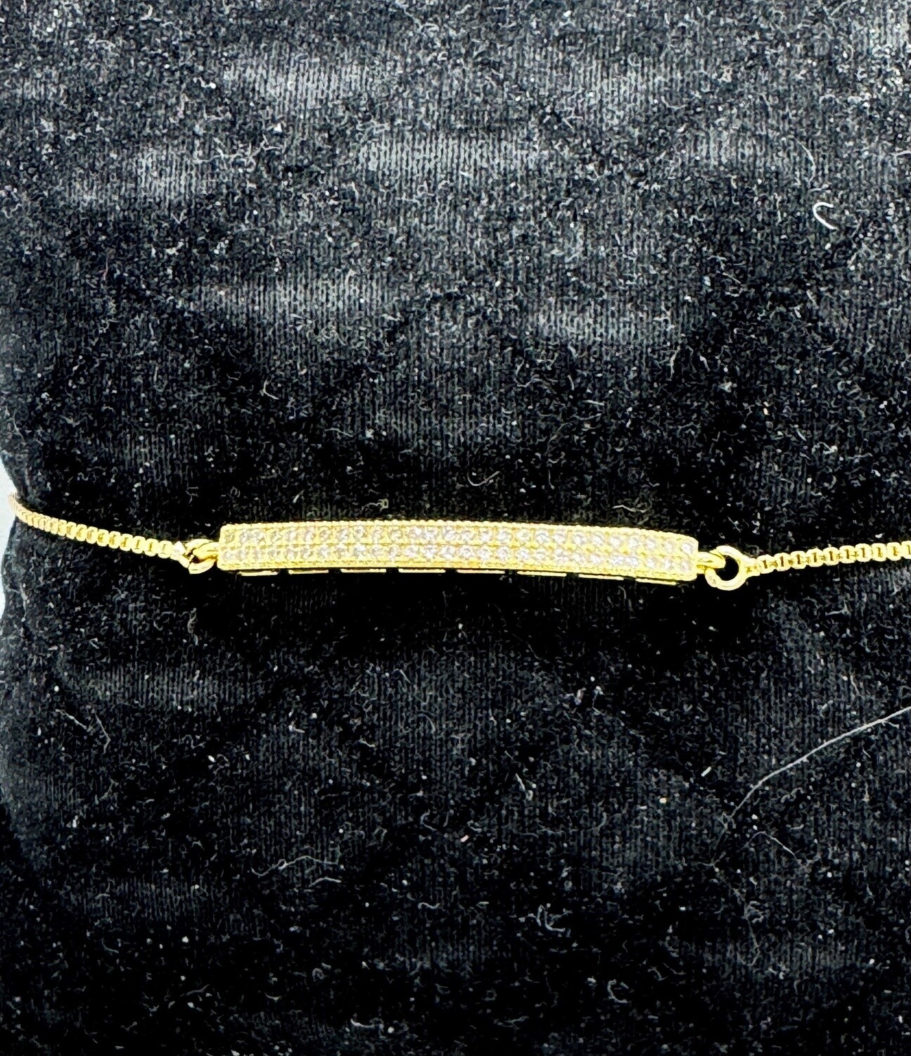 Kalli Bracelet Double Row Gold Plate CZ&#39;s on Long Bar