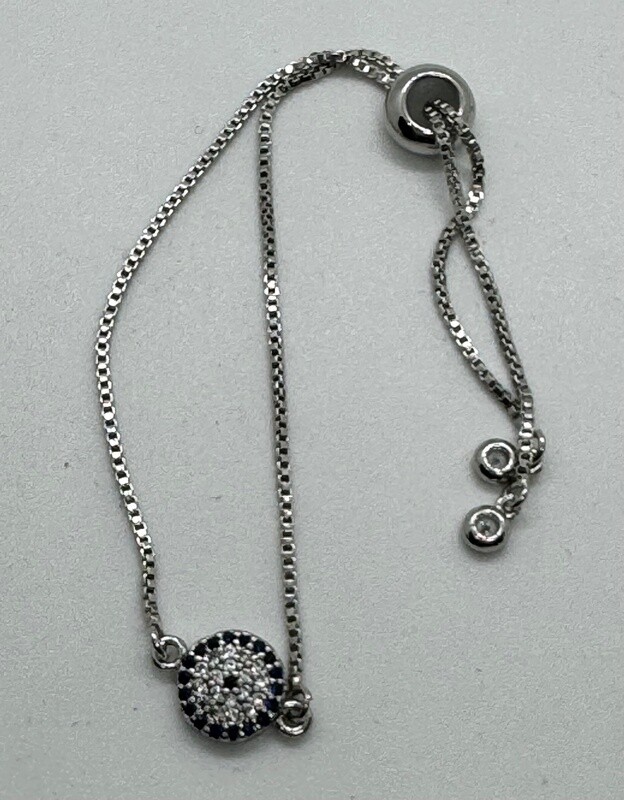 Kalli Bracelet Round Charm Blue and White Silver