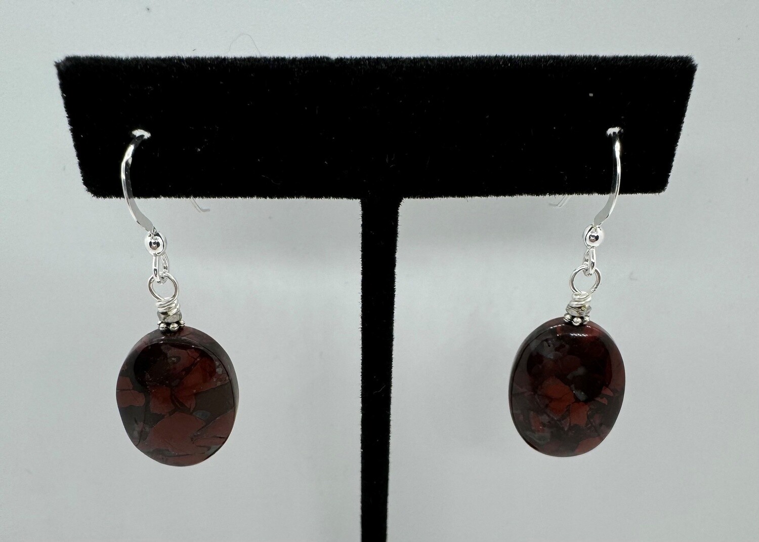 Cass Earrings Red Jasper Coin