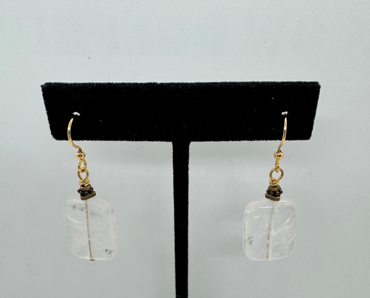 Cass Earrings Clear Quartz Squares