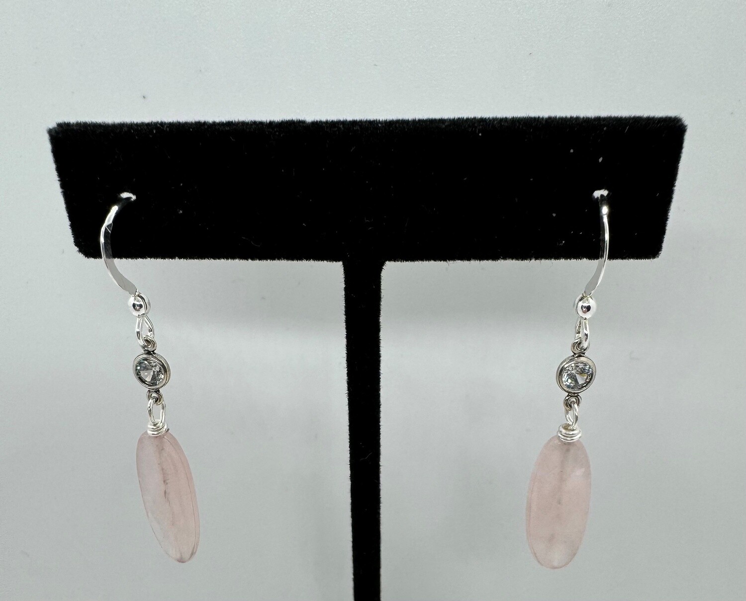 Cass Earring Rose Quartz and CZ