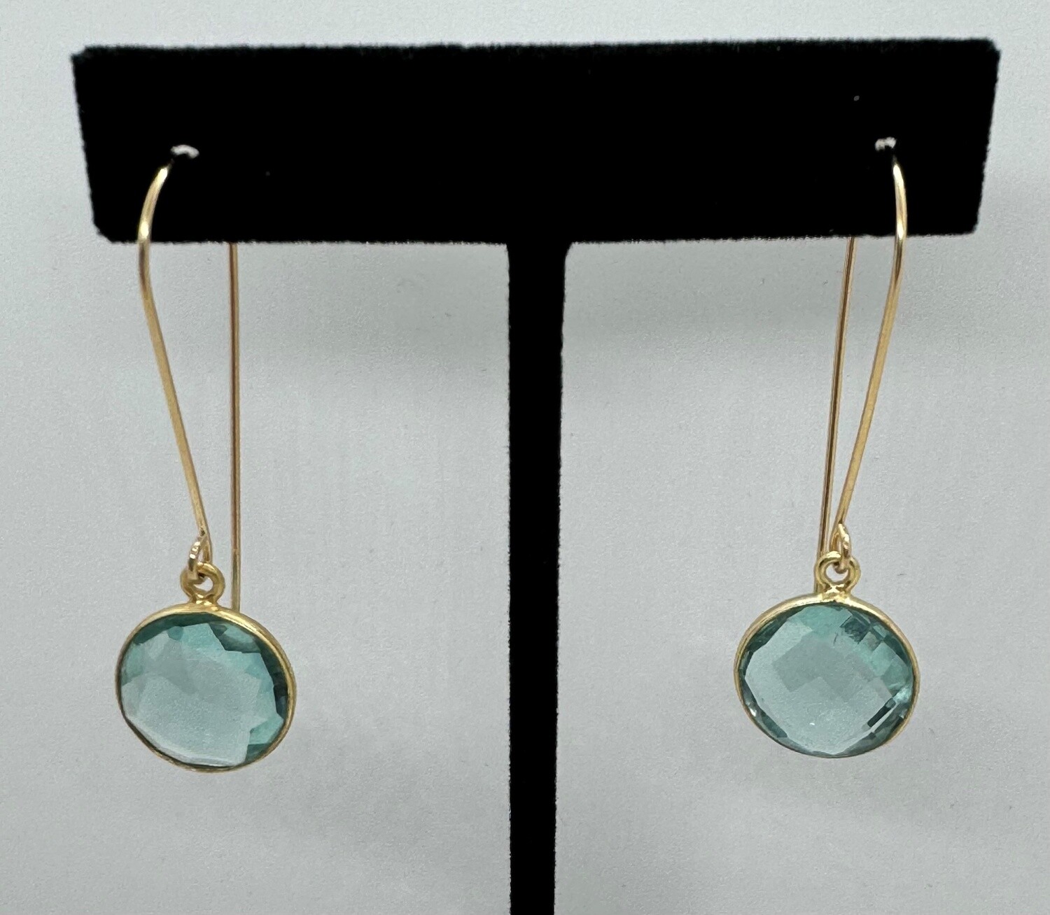 Sunshine On Water Earrings  Long Blue Glass