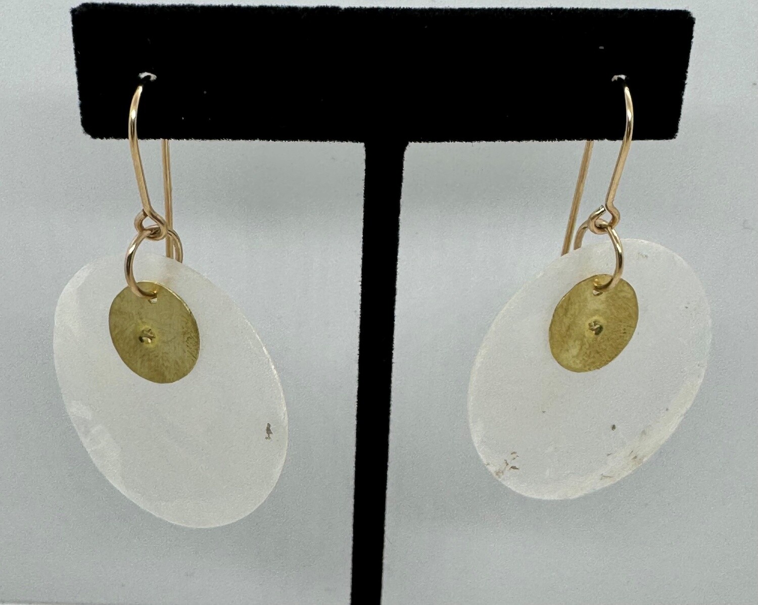 Sunshine On Water Earrings Shell w/Brass Circles