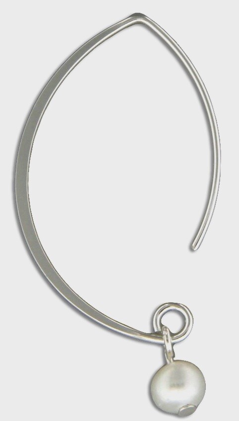 Steel Earring Silver Threader with Pearl