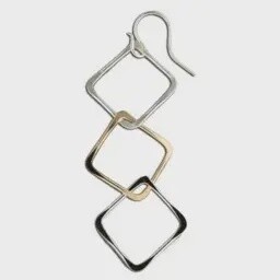 Steel Earring Wavy Squares Mixed Metal