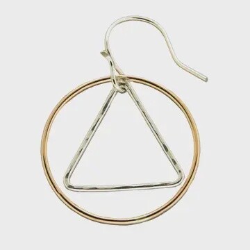 Steel Earrings Circle w/Triangle
