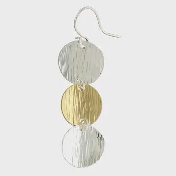 Steel Earrings Gold and Silver Discs