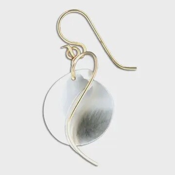 Steel Earrings Mix Metal Disc and Lines