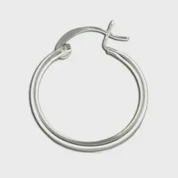 Steel Earrings Silver Smooth Hoops on Latch