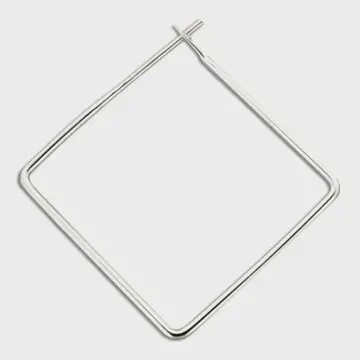 Steel Earrings Silver Square Large
