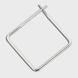 Steel Earrings Silver Square Small