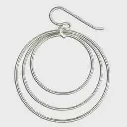 Steel Earrings Silver Triple  Hoops
