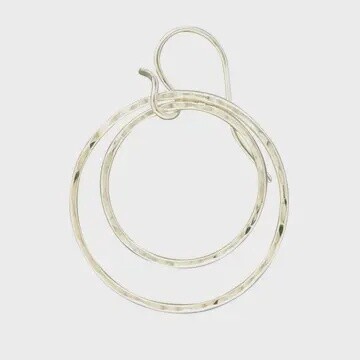 Steel Earrings Sterling Double Hammered Hoops