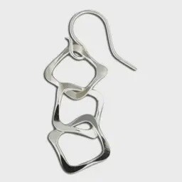 Steel Earrings Wavy Squares Small Silver
