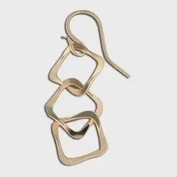 Steel Earrings Wavy Squares Small Gold