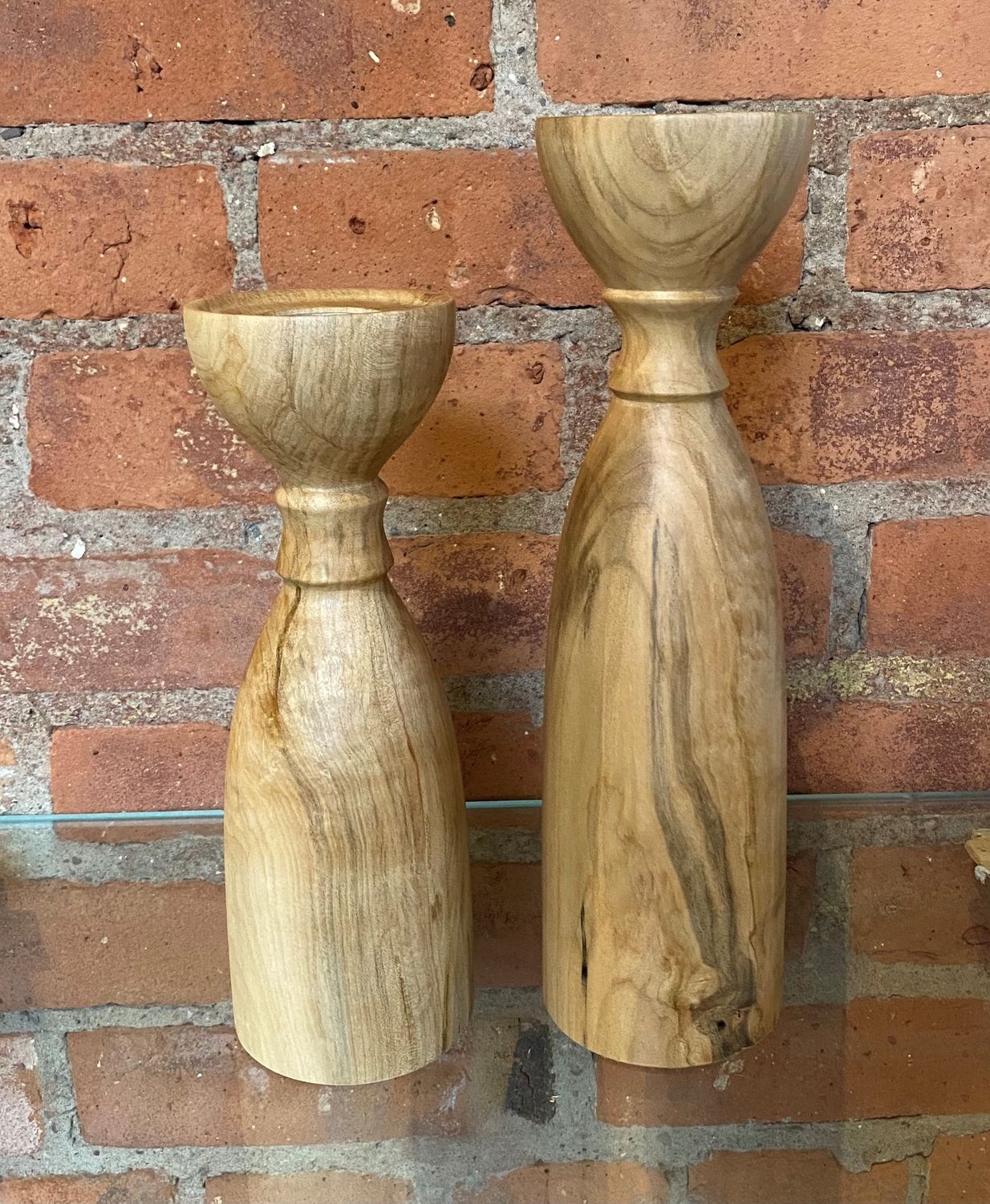 On The Edge Candlesticks Ambrosia Maple