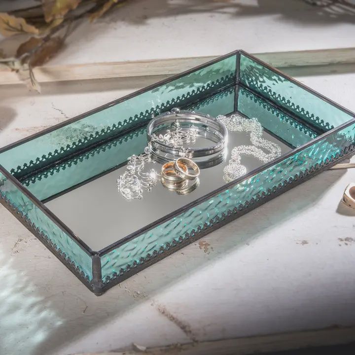J Devlin Stained Glass Blue Tray