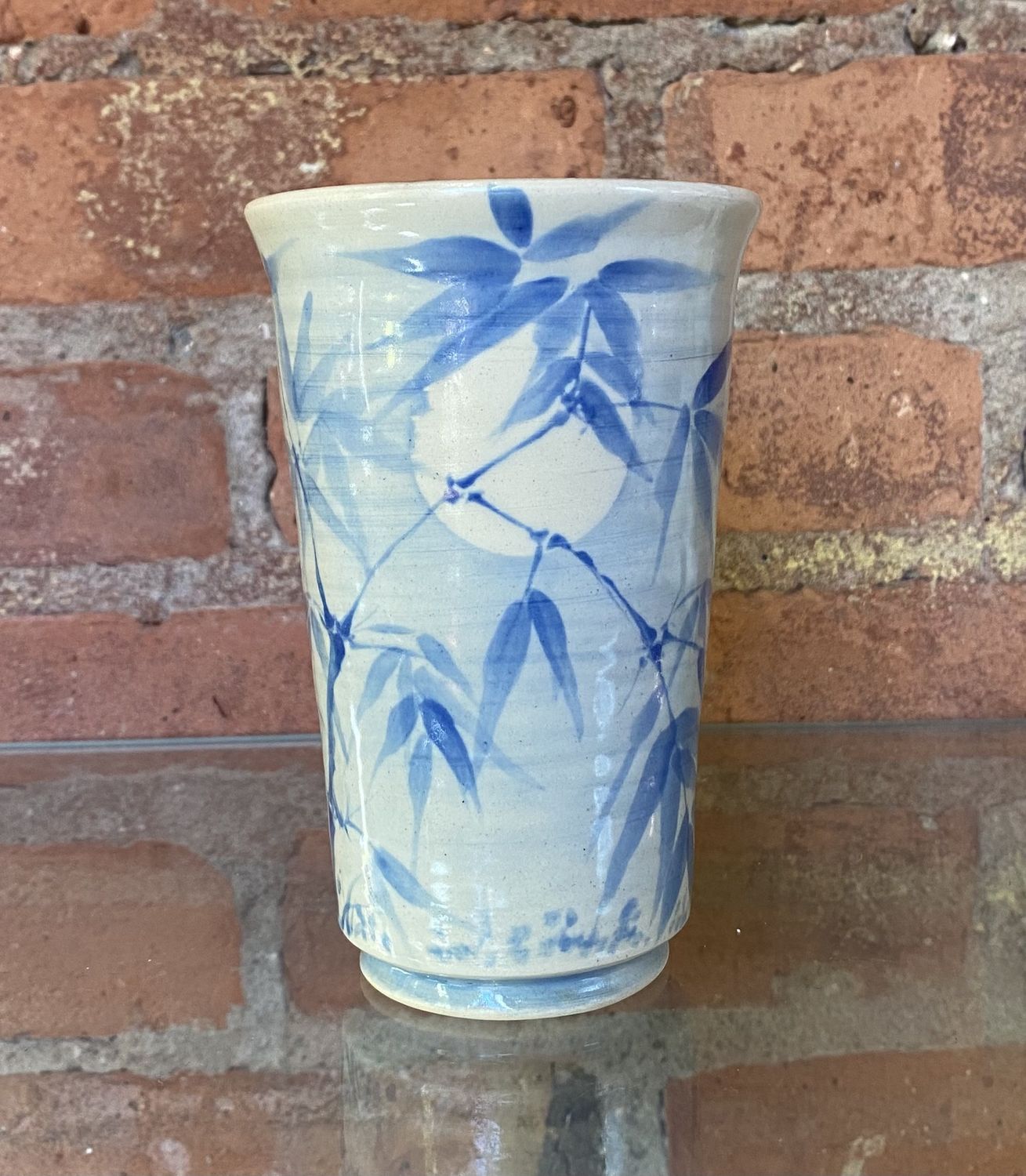 Johnson Bamboo and Moon Vase Blue