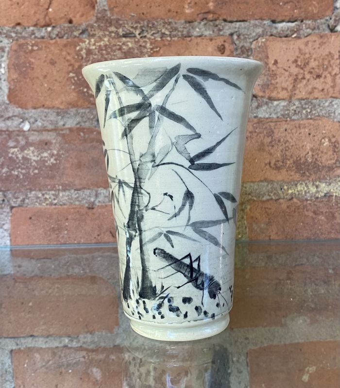 Johnson Cricket and Bamboo Vase Black &amp; White