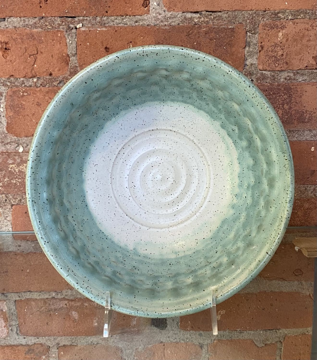 Johnson Bowl White and Aqua Bubble
