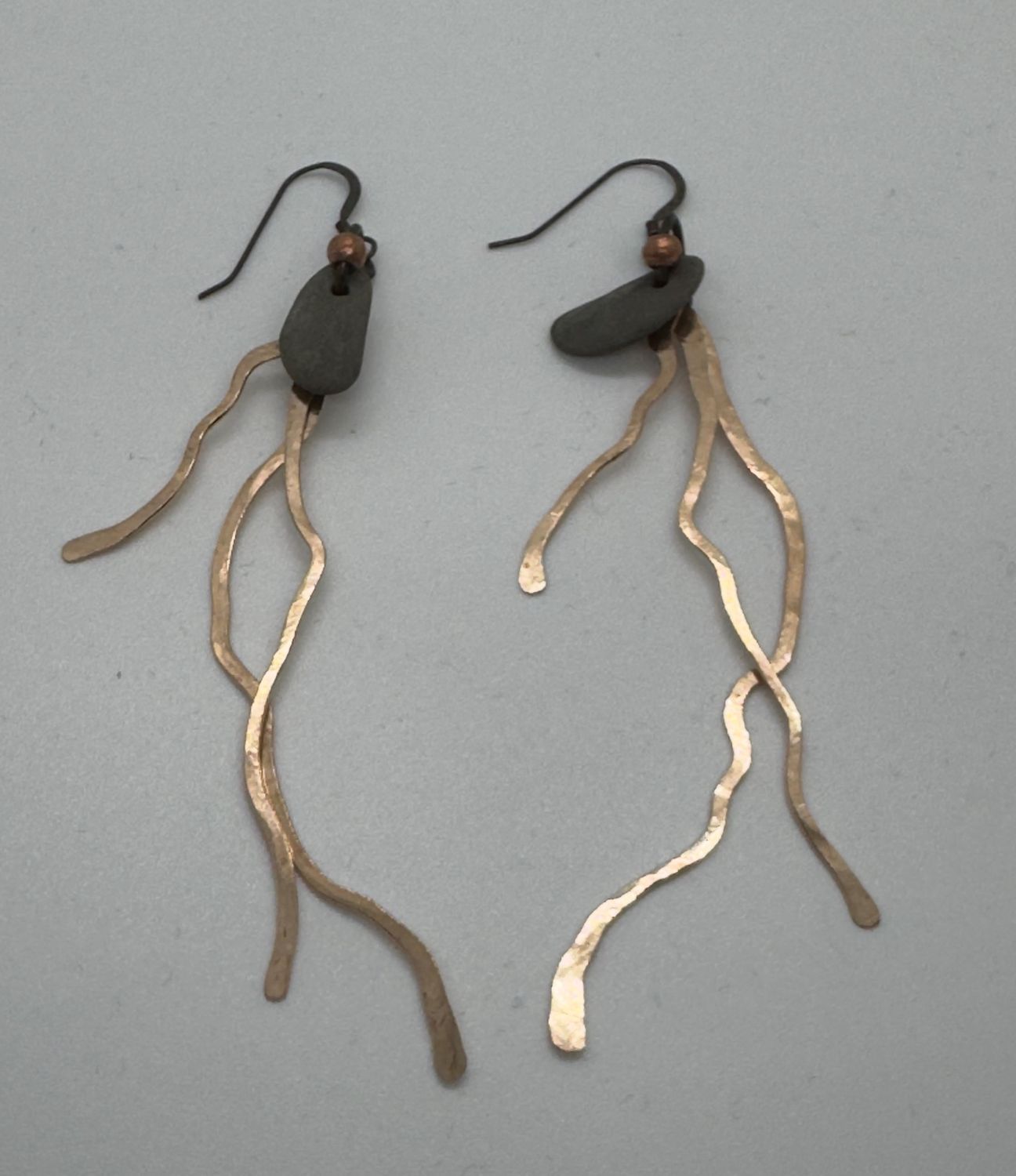 Blue Quarry Earrings 3 Lakes Bronze Long