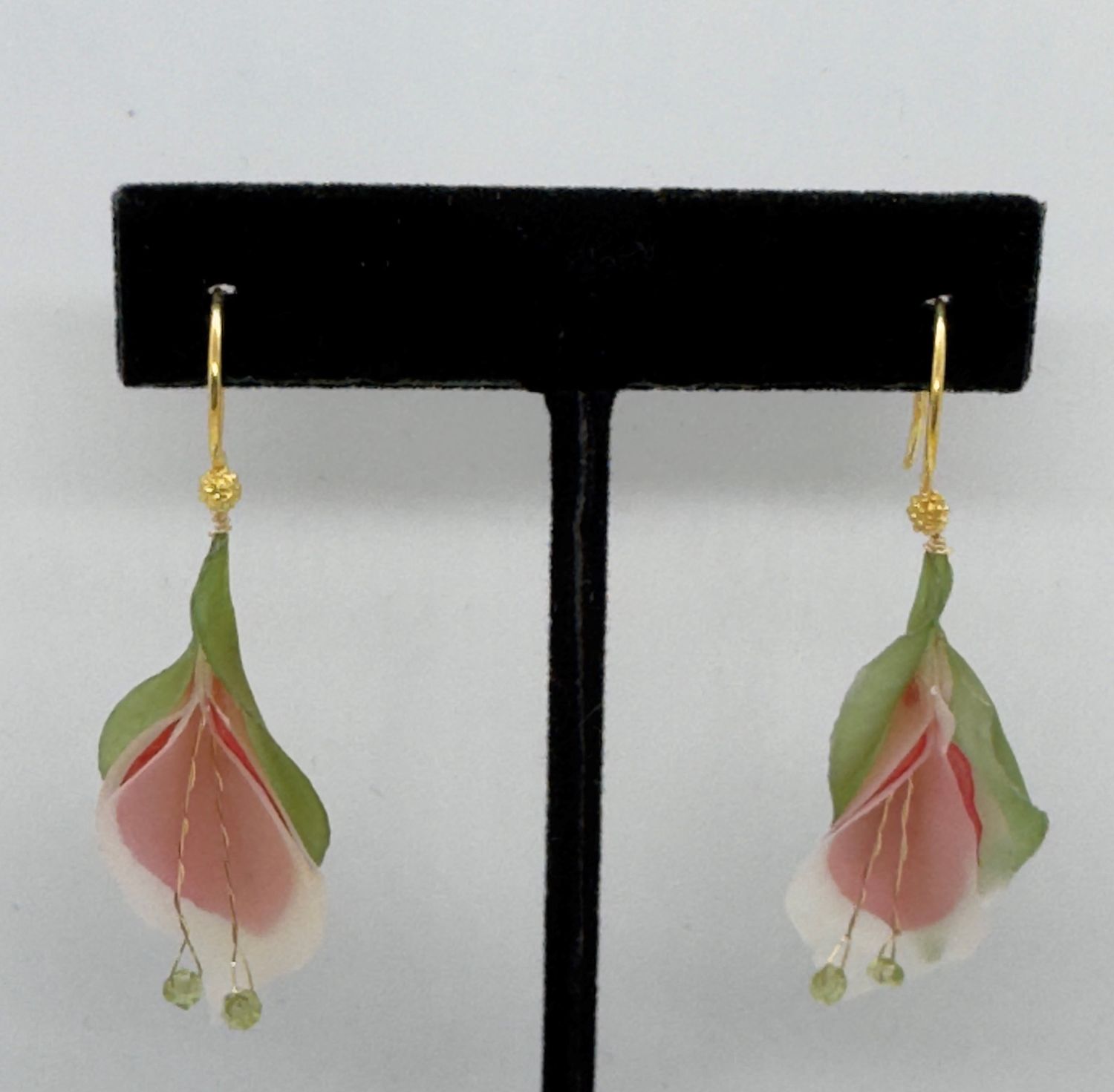Turning Leaf Earrings Blossom White Potato, Kale, Amarosa Potato with Tourmaline