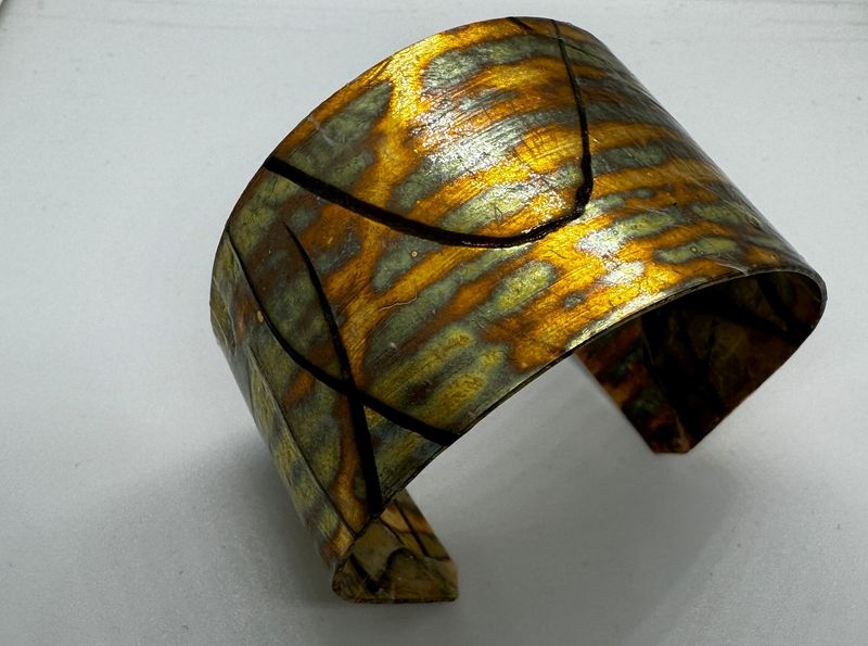 Turning Leaf Parchment Cuff Thai Green Papaya W/24K Gold Leaf Gild