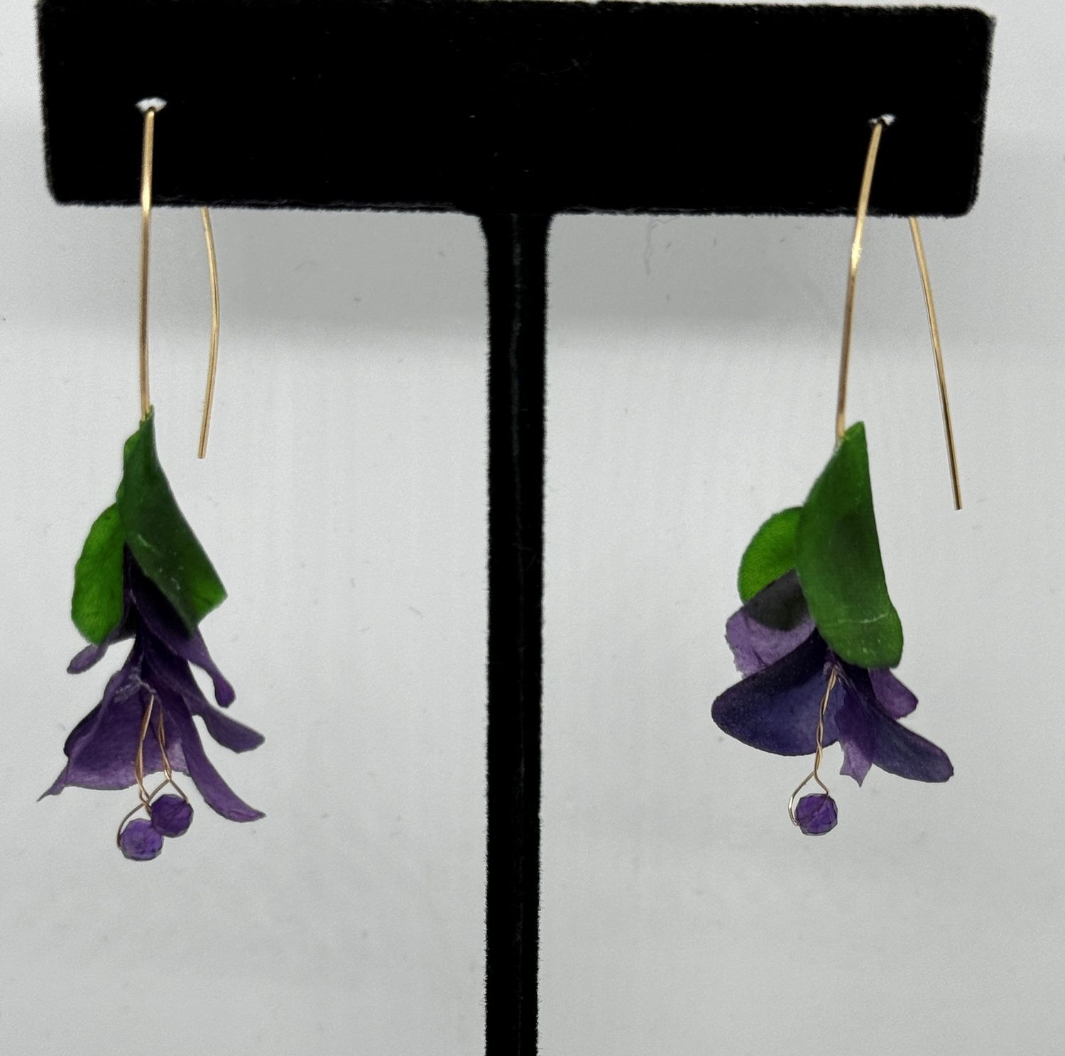 Turning Leaf Earrings Blossom Purple Potato, Green Papaya and Amethyst