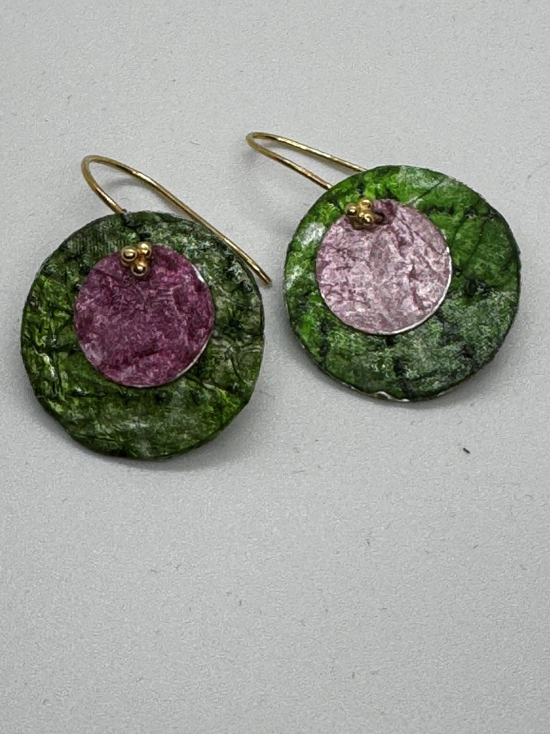 Turning Leaf Earrings Fruit and Vegetable Parchment Chard and Watermelon Radish