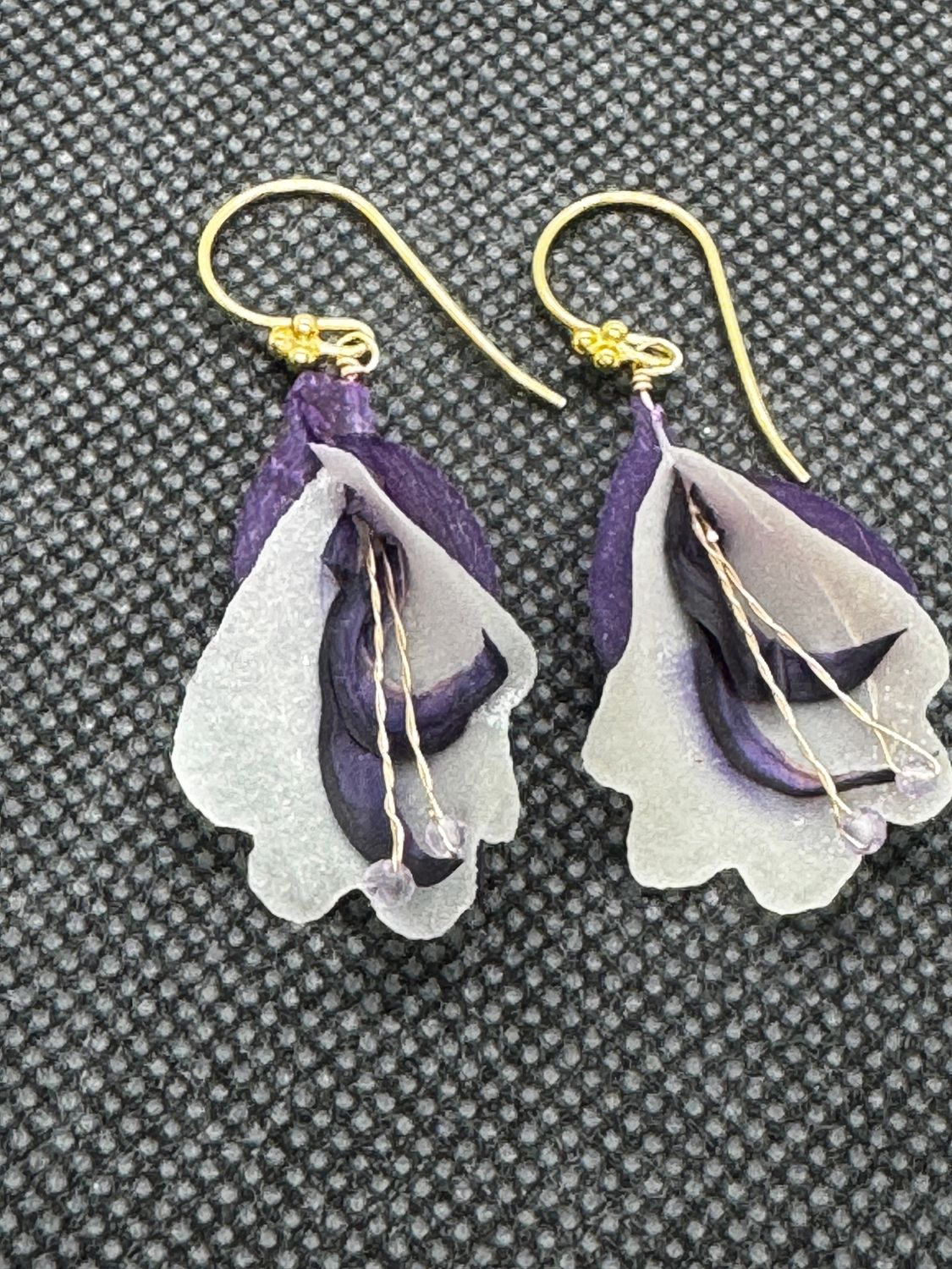 Turning Leaf Earrings Blossom Purple Potato, Purple Daikon, White Potato and Amethyst