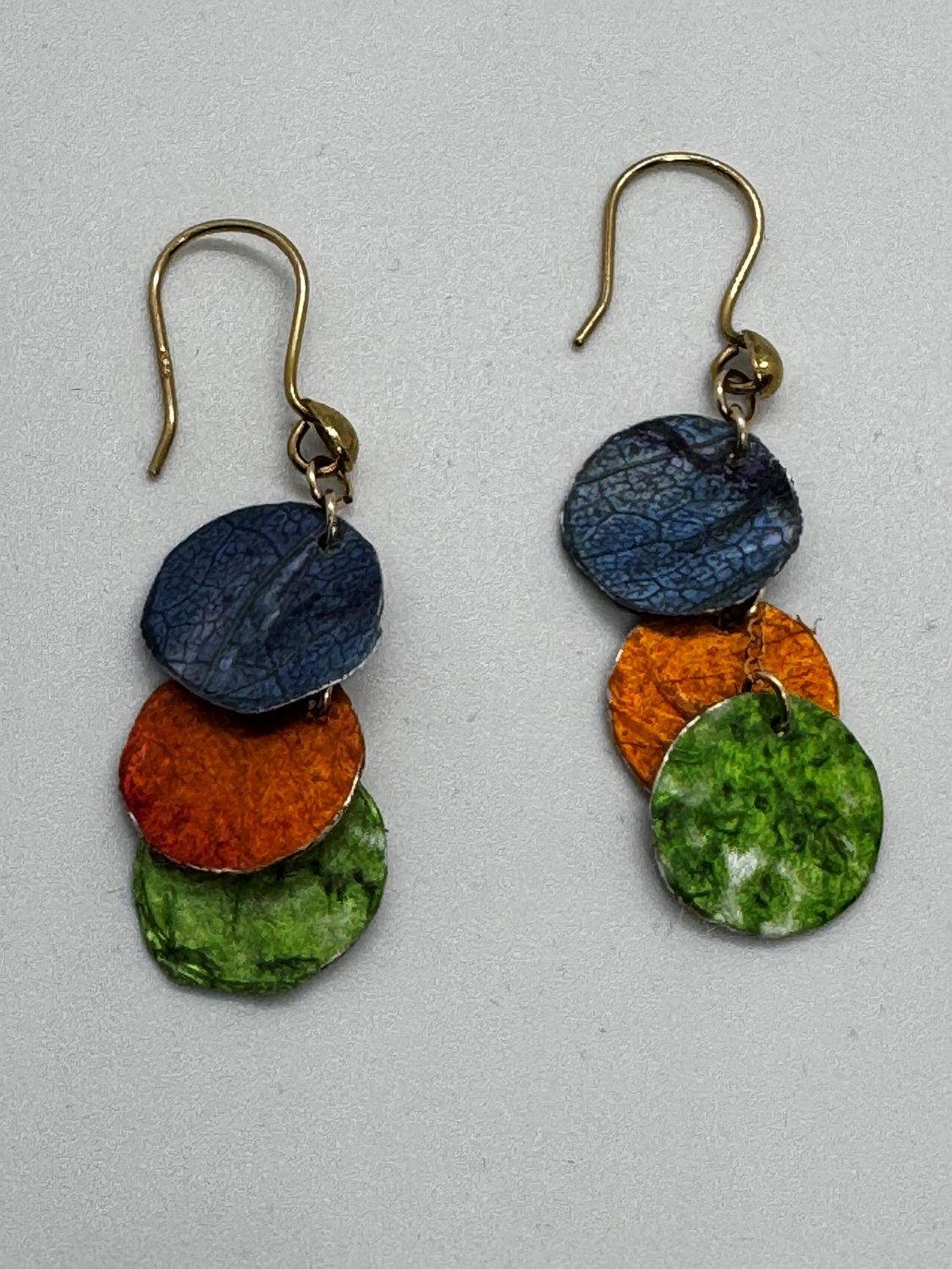 Turning Leaf Earrings Fruit and Vegetable Parchment Purple Potato, Chard, Mexican Papaya
